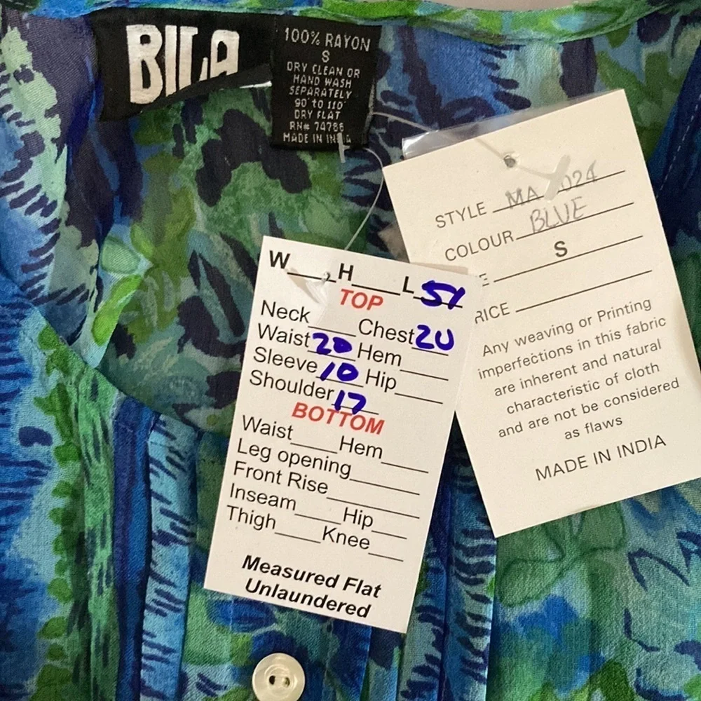 Vintage 90’s blue and green sheet with under dress dress 126 40” chest. 51” long